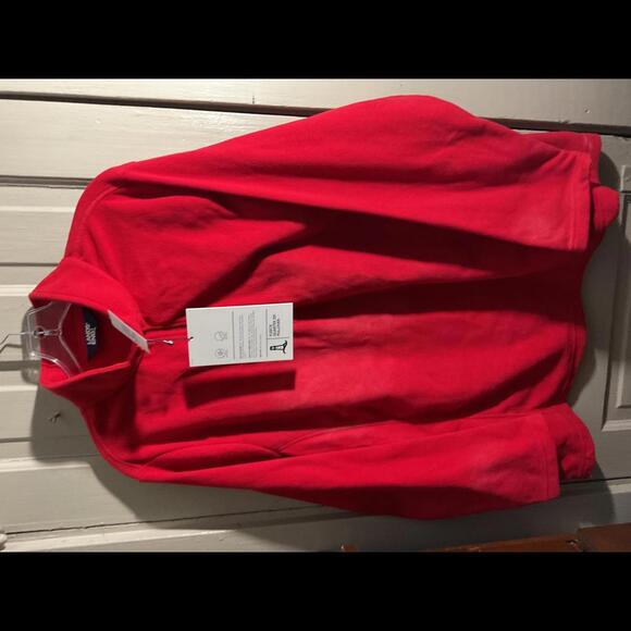 Lands' End Red Fleece Quarter Zip Pullover - 3X, Anti-Static & Anti-Pill 3X - Picture 1 of 8